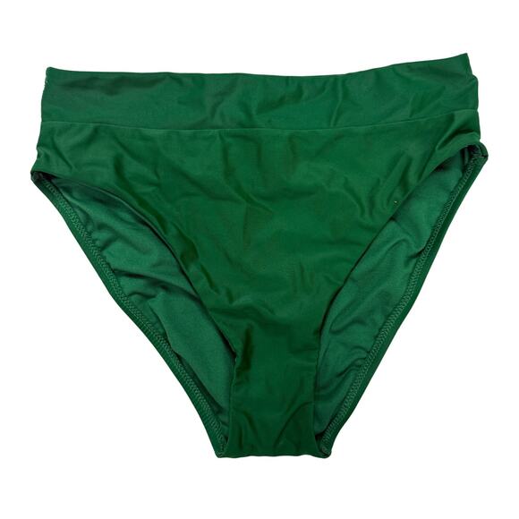 Bar III Banded High Waist Bikini Bottom Size S Midnight Jungle Green Hi-Cut New - Picture 1 of 3